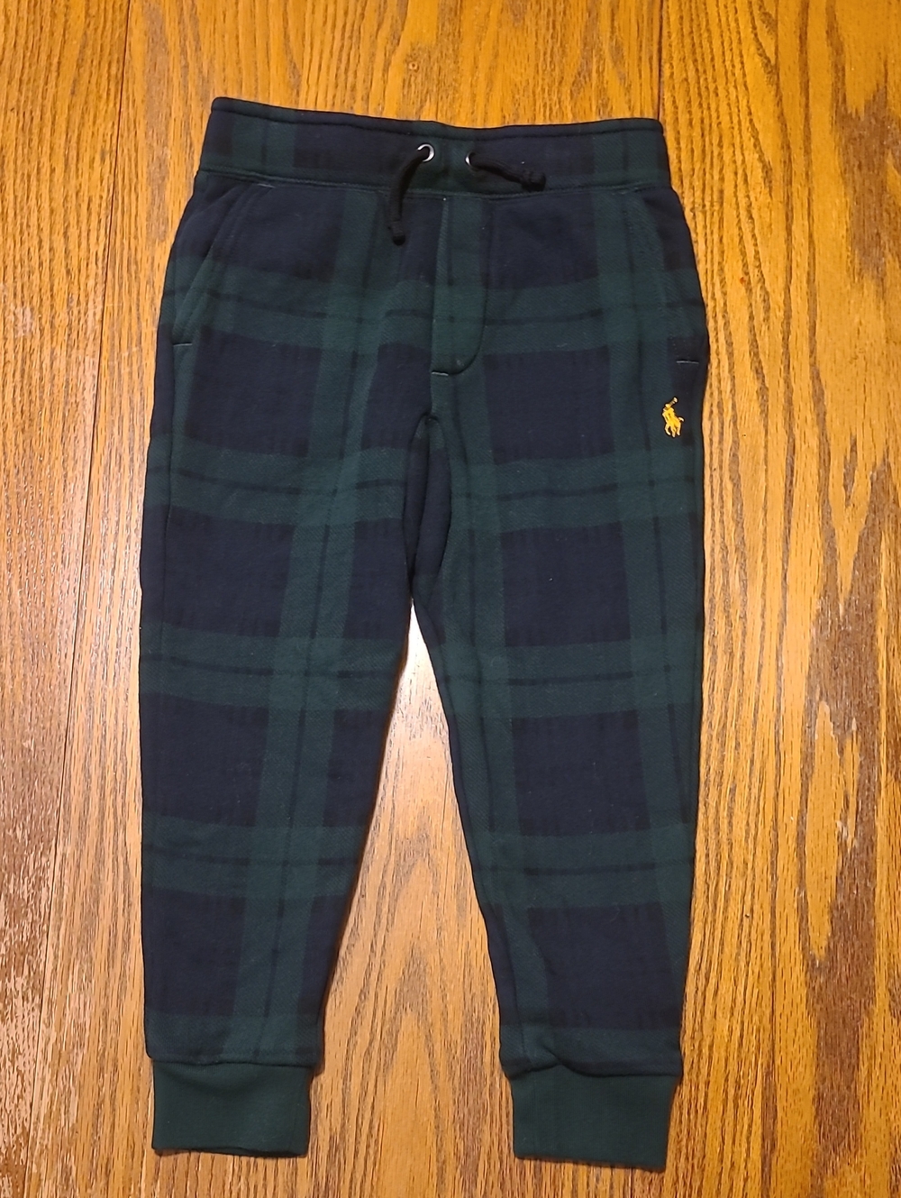 Ralph Lauren Navy & Green Plaid Kids Joggers 4/4T